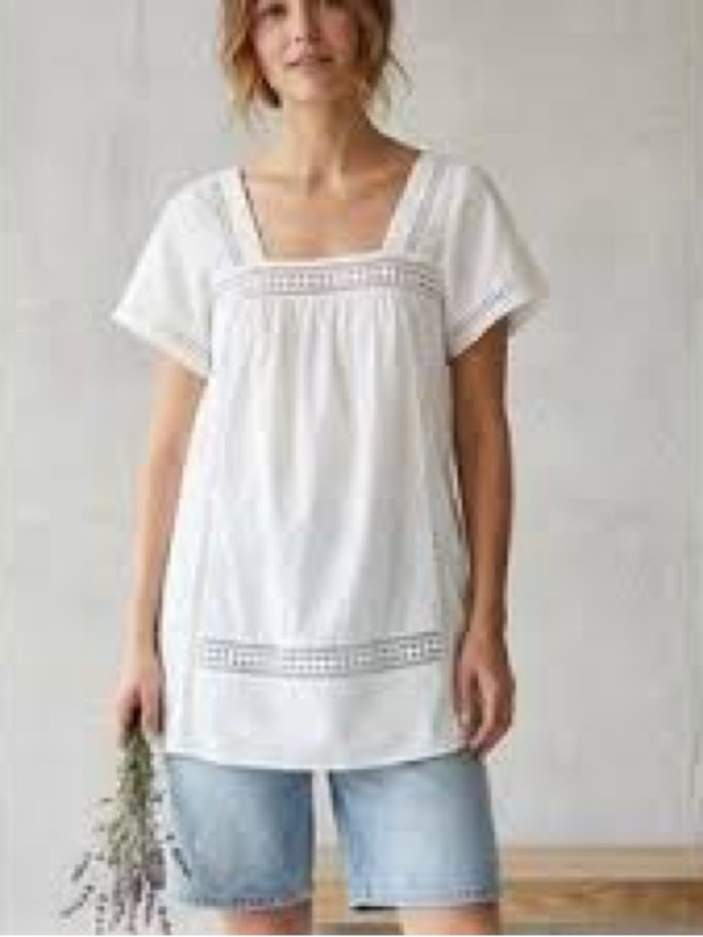 Abercrombie and Fitch White Square-Neck Embroidered Mini Dress S